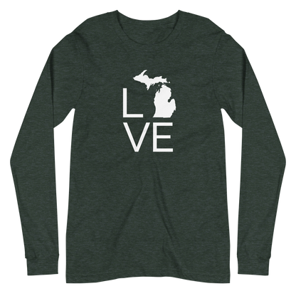 Michigan 'Love' T-Shirt (Thin Sans Font) | Unisex Long Sleeve