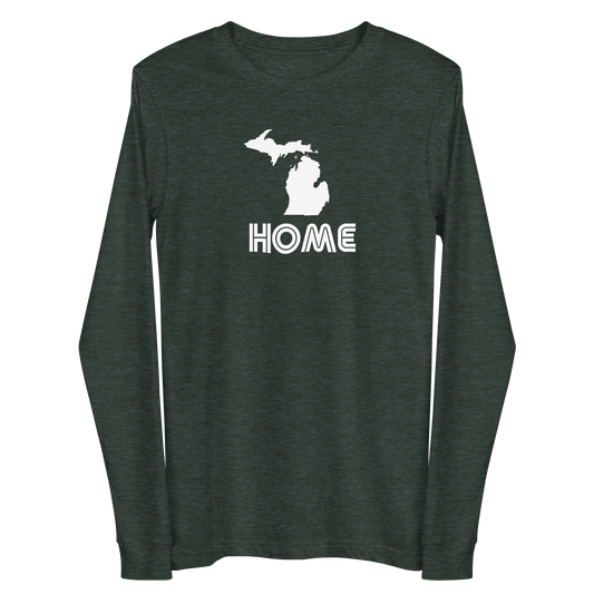 Michigan 'Home' T-Shirt (1970s Audiophile Font) | Unisex Long Sleeve