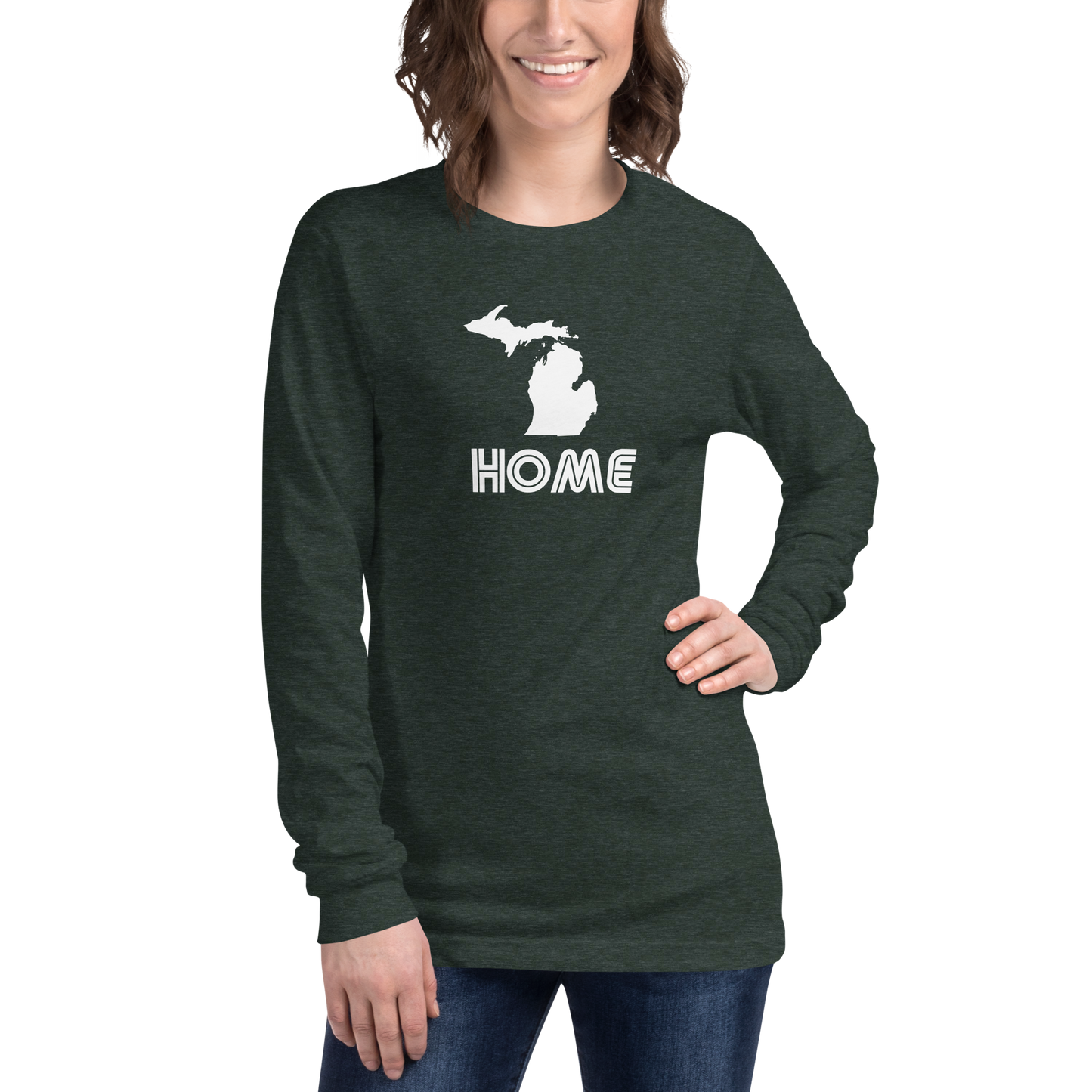 Michigan 'Home' T-Shirt (1970s Audiophile Font) | Unisex Long Sleeve