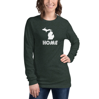 Michigan 'Home' T-Shirt (1970s Audiophile Font) | Unisex Long Sleeve