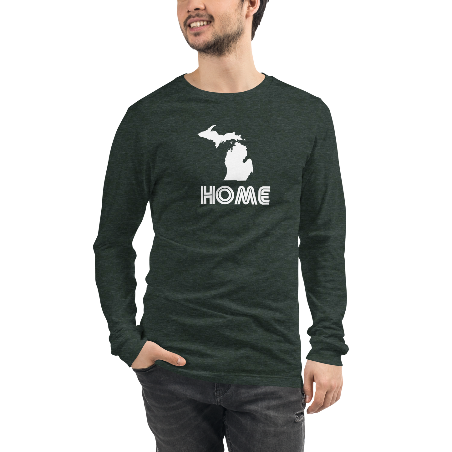 Michigan 'Home' T-Shirt (1970s Audiophile Font) | Unisex Long Sleeve