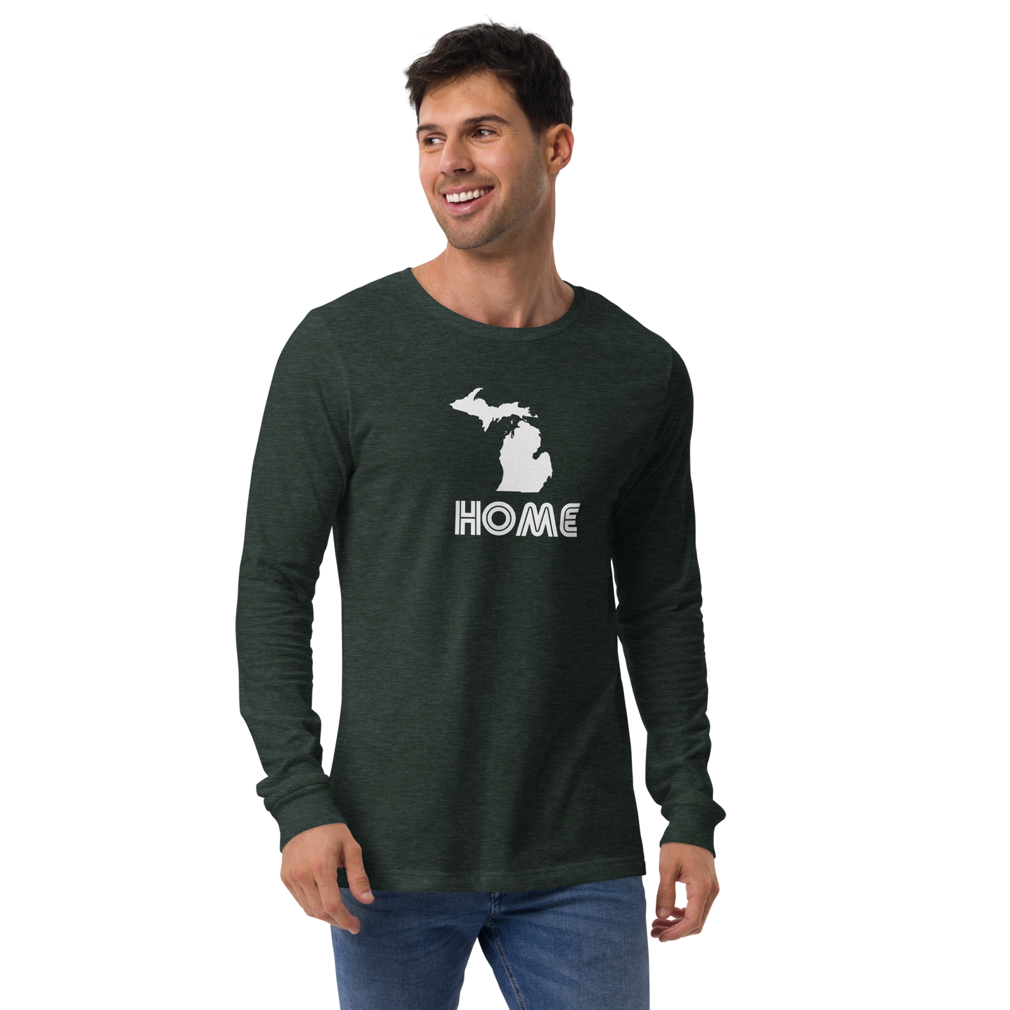 Michigan 'Home' T-Shirt (1970s Audiophile Font) | Unisex Long Sleeve