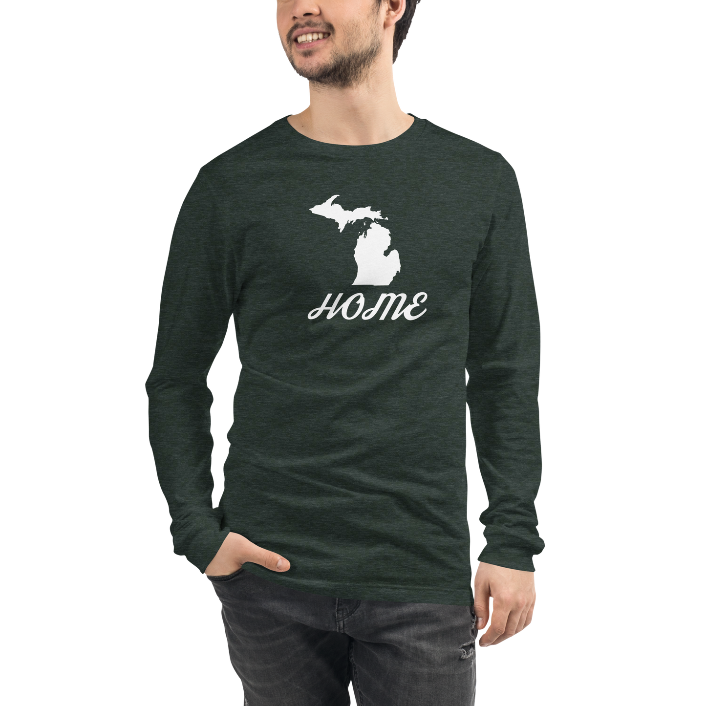 Michigan 'Home' T-Shirt (Retro Script Font) | Unisex Long Sleeve