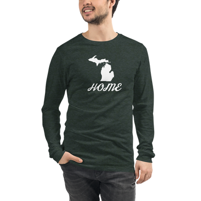 Michigan 'Home' T-Shirt (Retro Script Font) | Unisex Long Sleeve