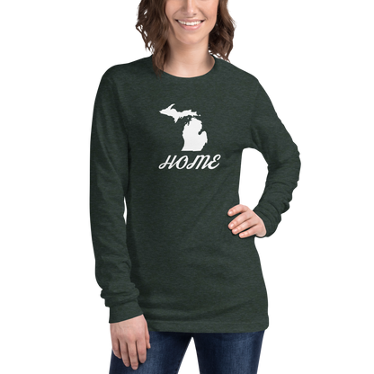 Michigan 'Home' T-Shirt (Retro Script Font) | Unisex Long Sleeve