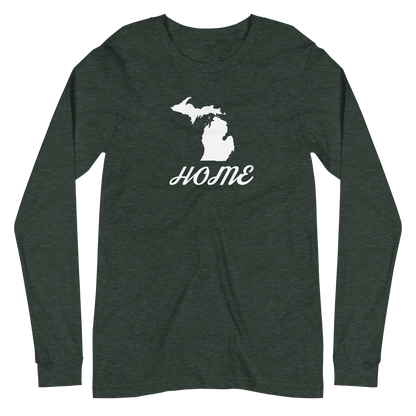 Michigan 'Home' T-Shirt (Retro Script Font) | Unisex Long Sleeve