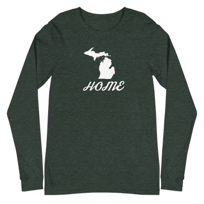 Michigan 'Home' T-Shirt (Retro Script Font) | Unisex Long Sleeve