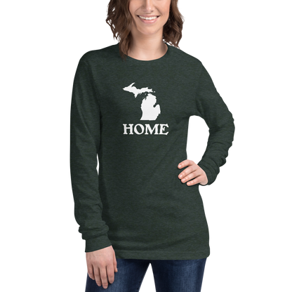 Michigan 'Home' T-Shirt (Woodcut Font) | Unisex Long Sleeve