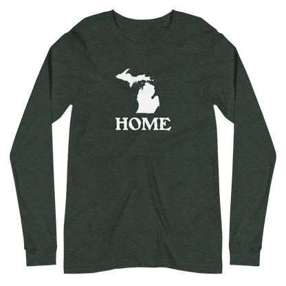 Michigan 'Home' T-Shirt (Woodcut Font) | Unisex Long Sleeve