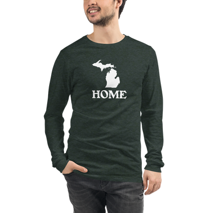 Michigan 'Home' T-Shirt (Woodcut Font) | Unisex Long Sleeve