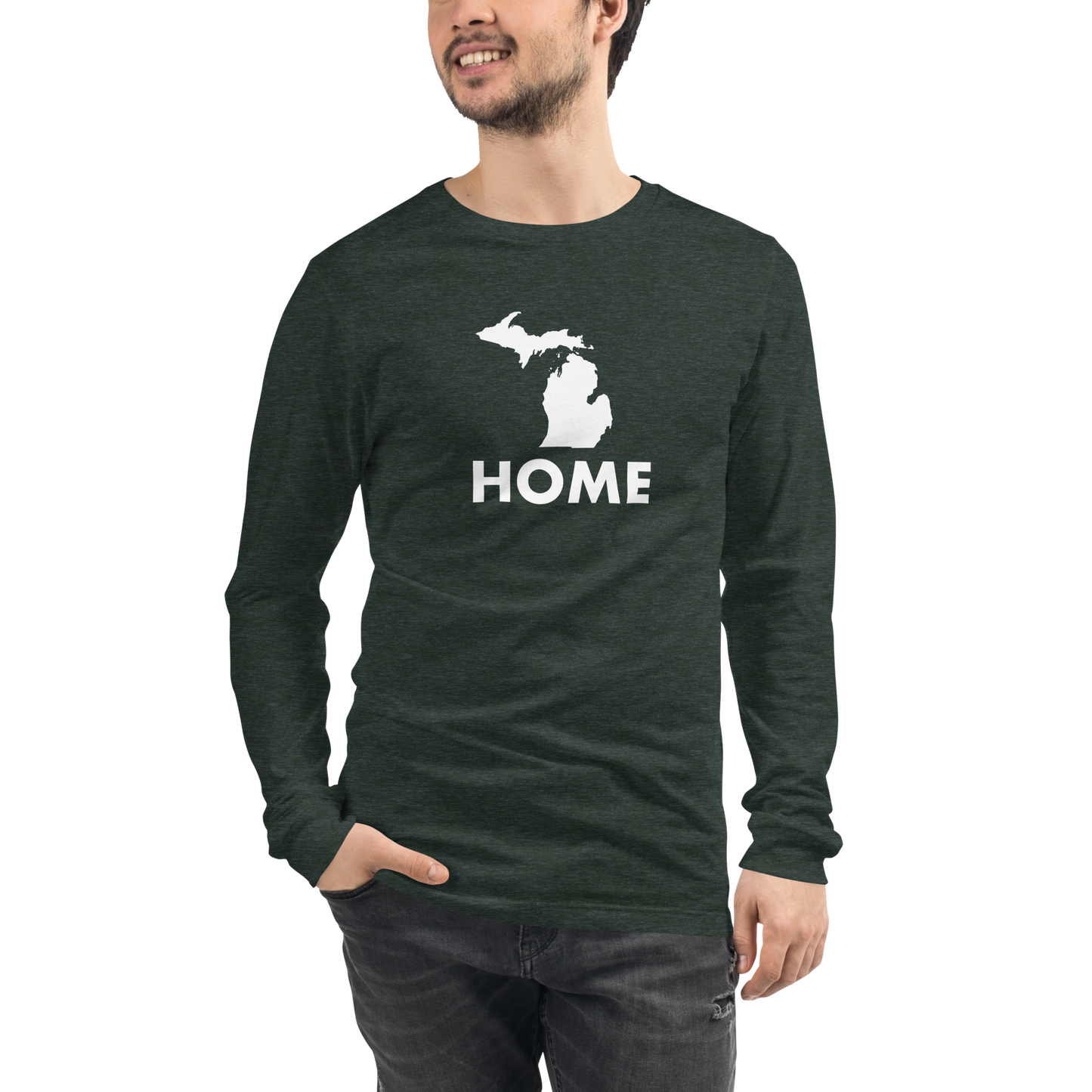 Michigan 'Home' T-Shirt (Geometric Sans Font) | Unisex Long Sleeve