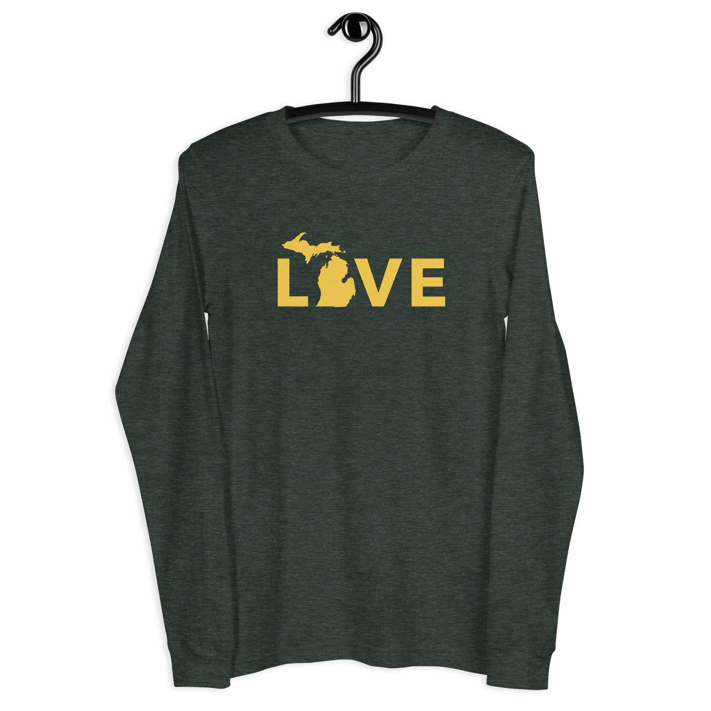 Michigan 'Love' T-Shirt (Geometric Sans Font - Gold/Navy) | Unisex Long Sleeve