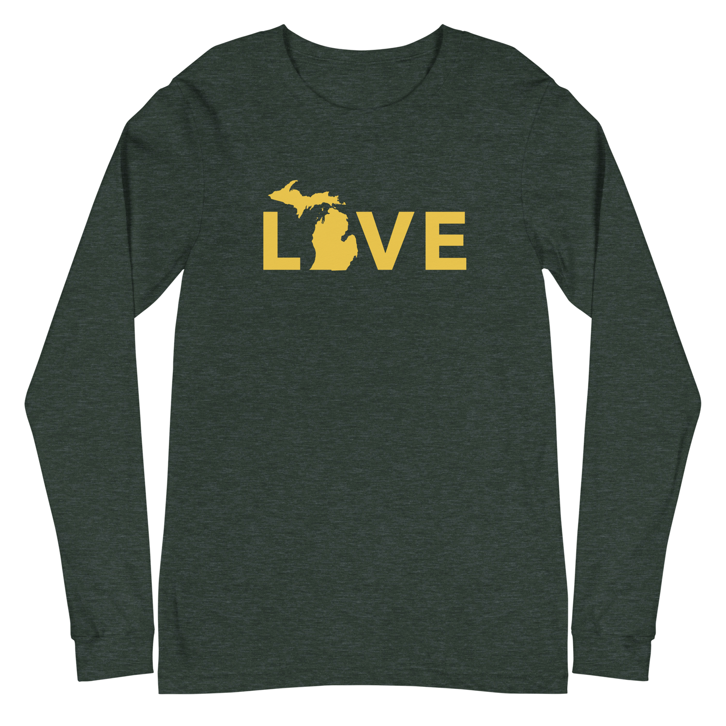 Michigan 'Love' T-Shirt (Geometric Sans Font - Gold/Navy) | Unisex Long Sleeve