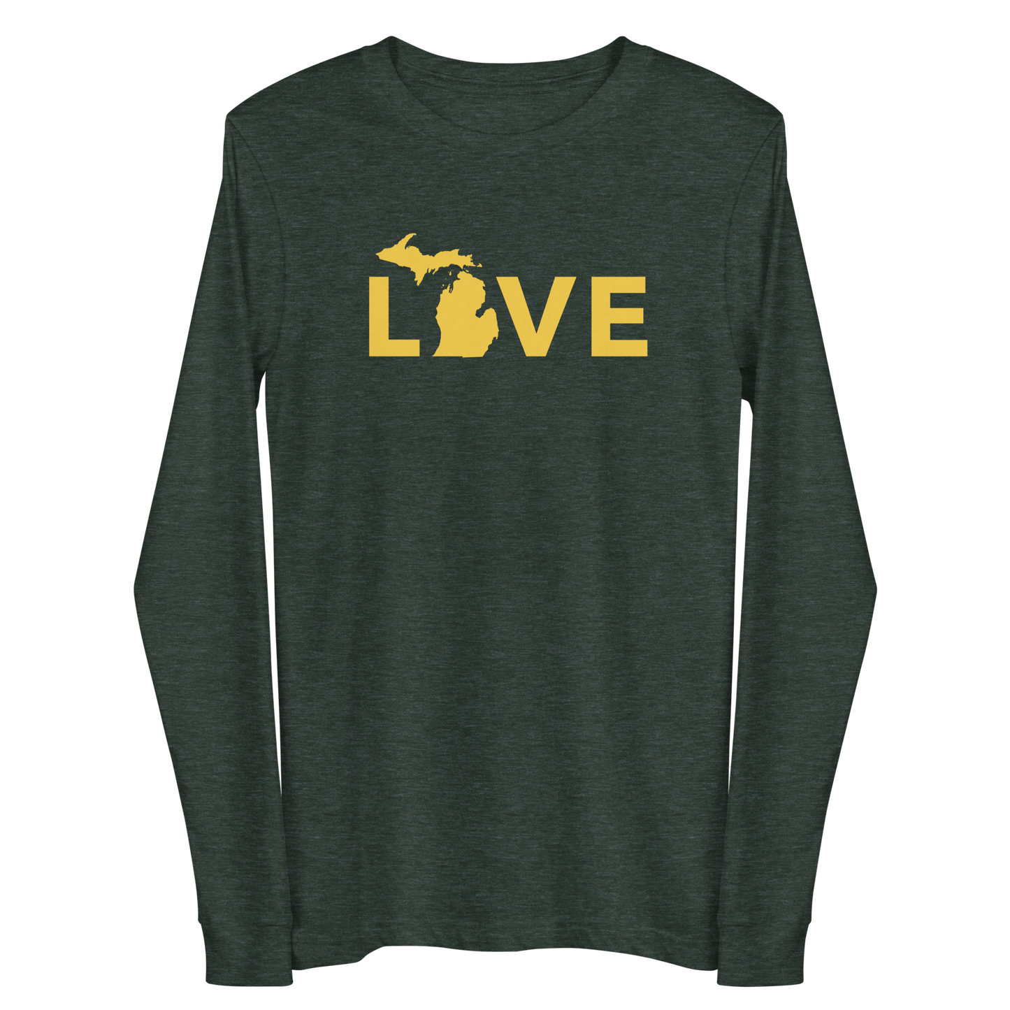 Michigan 'Love' T-Shirt (Geometric Sans Font - Gold/Navy) | Unisex Long Sleeve