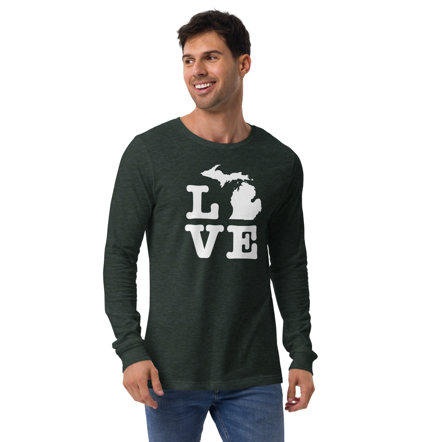 Michigan 'Love' T-Shirt (Typewriter Font) | Unisex Long Sleeve