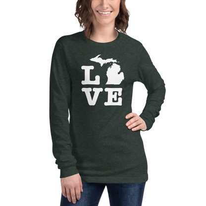 Michigan 'Love' T-Shirt (Typewriter Font) | Unisex Long Sleeve