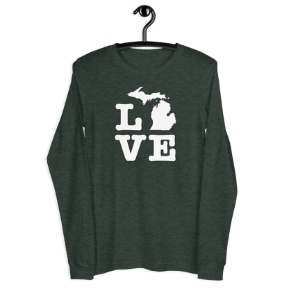 Michigan 'Love' T-Shirt (Typewriter Font) | Unisex Long Sleeve