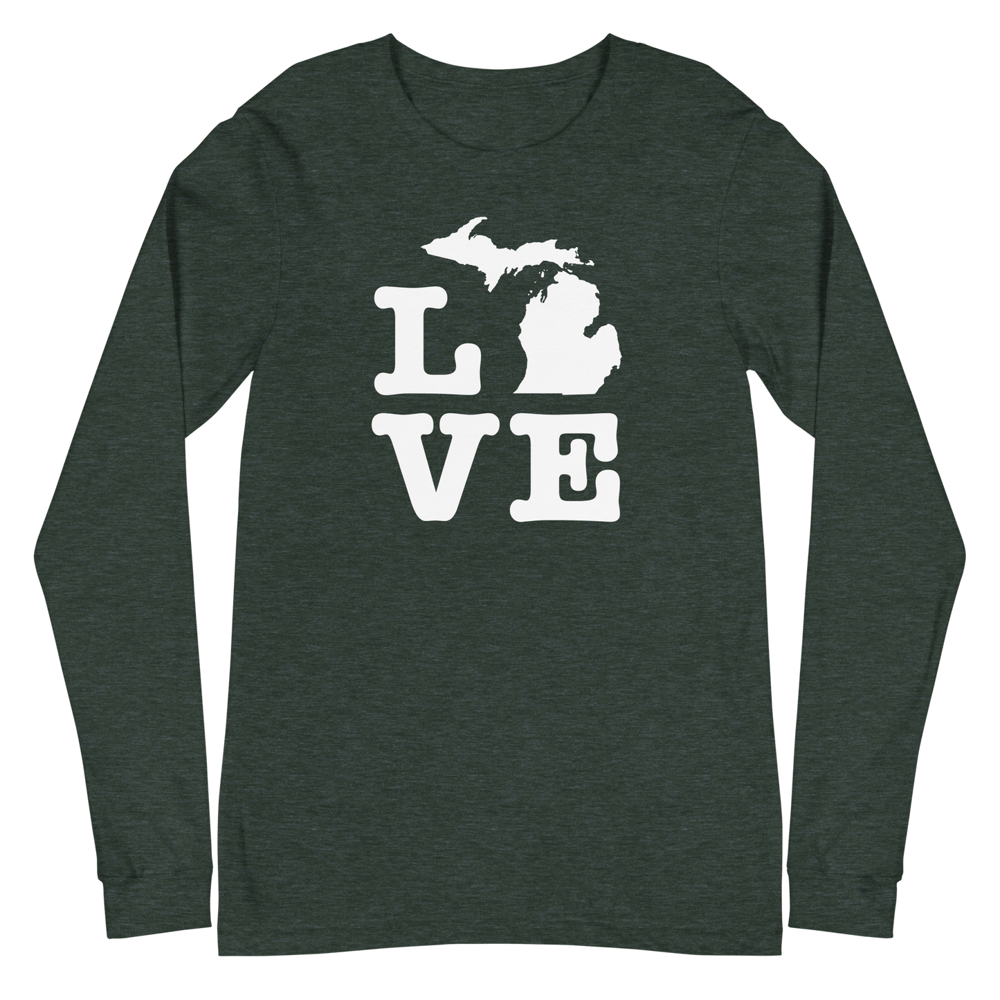 Michigan 'Love' T-Shirt (Typewriter Font) | Unisex Long Sleeve