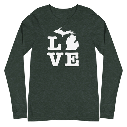 Michigan 'Love' T-Shirt (Typewriter Font) | Unisex Long Sleeve