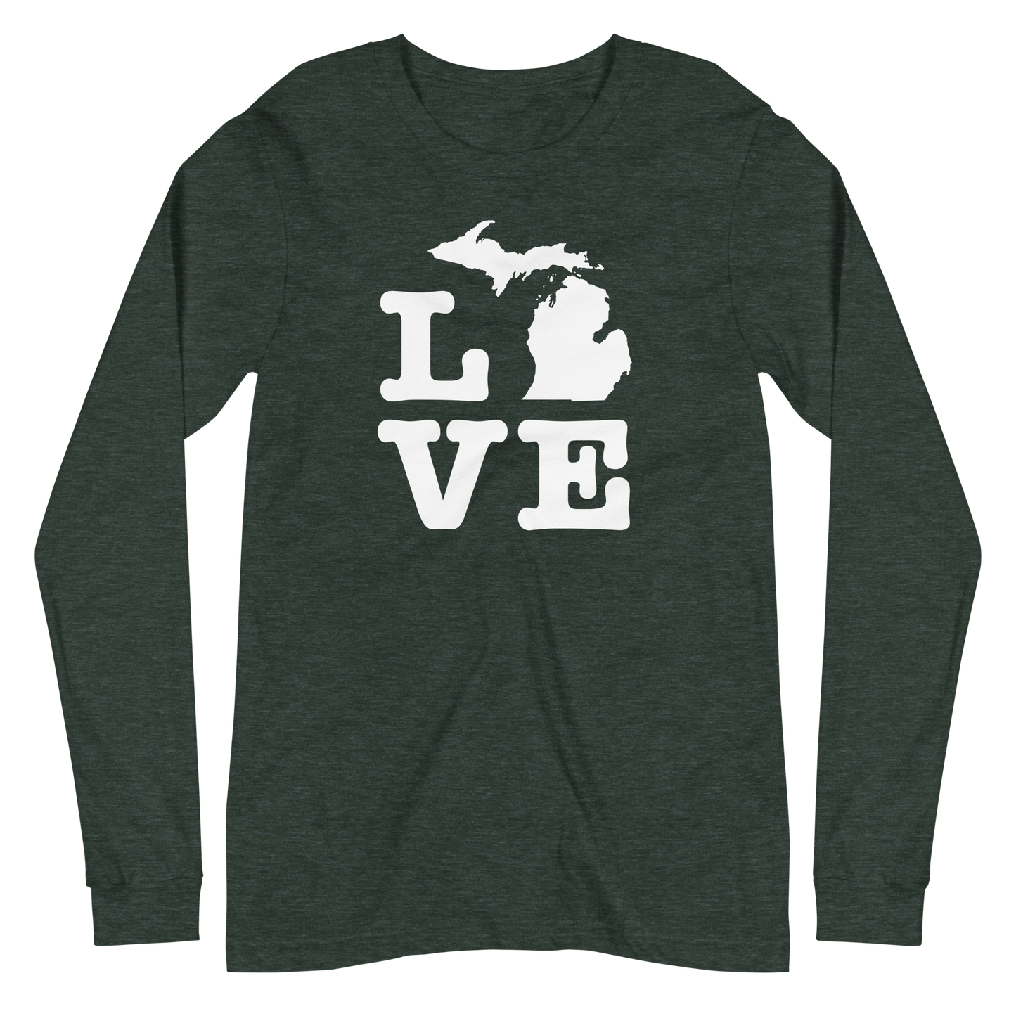 Michigan 'Love' T-Shirt (Typewriter Font) | Unisex Long Sleeve