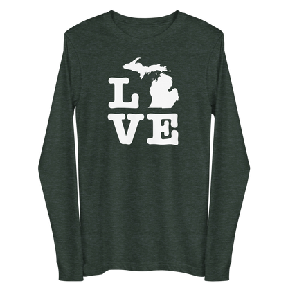 Michigan 'Love' T-Shirt (Typewriter Font) | Unisex Long Sleeve