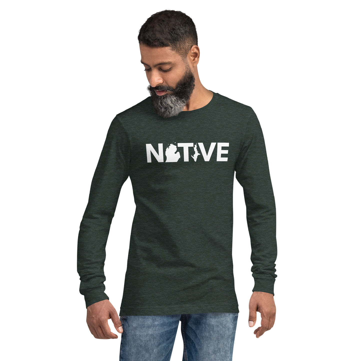 Michigan 'Native' T-Shirt (Geometric Sans Font) | Unisex Long Sleeve