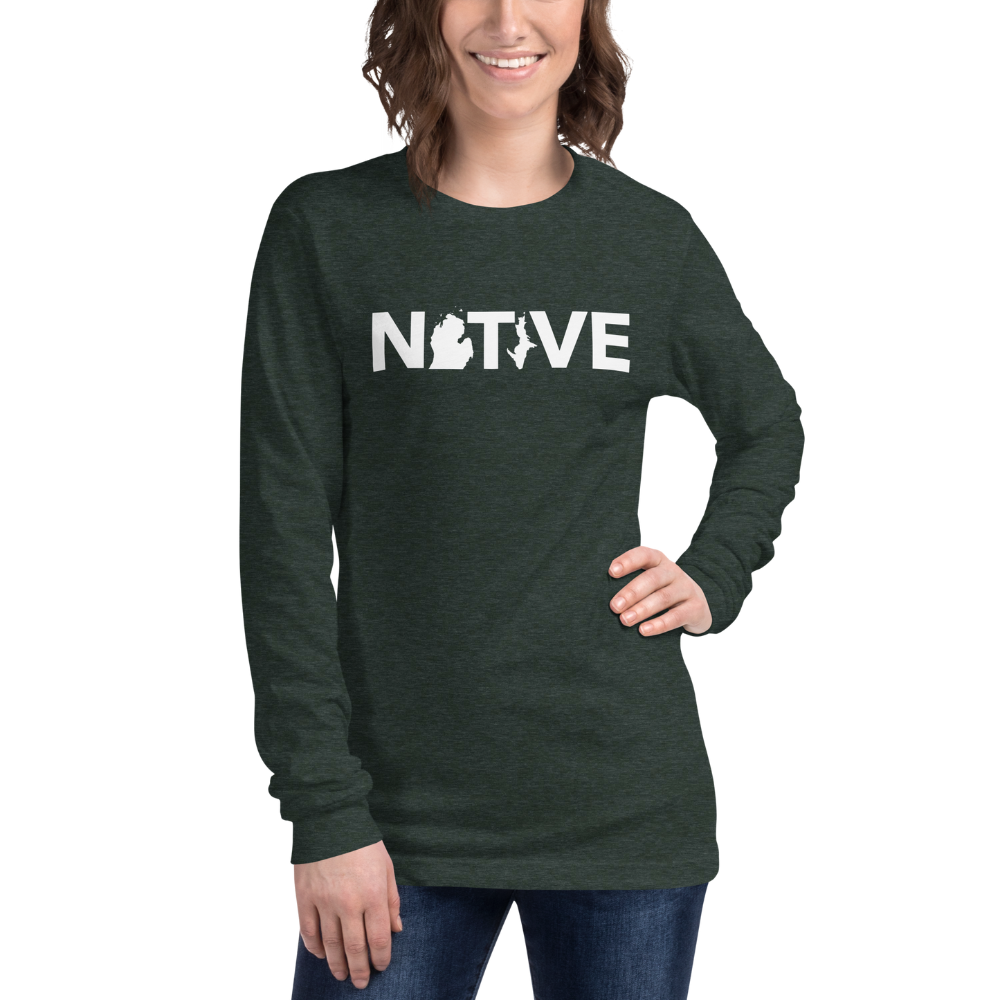 Michigan 'Native' T-Shirt (Geometric Sans Font) | Unisex Long Sleeve