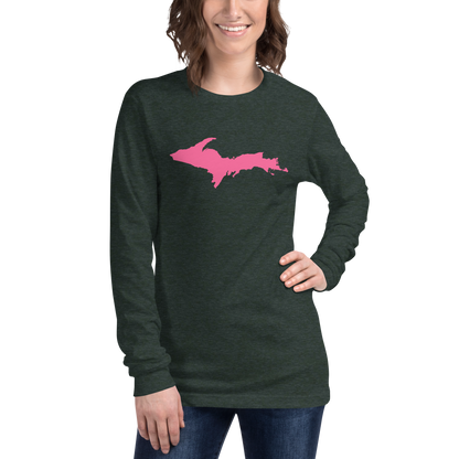 Michigan Upper Peninsula T-Shirt (w/ Pink UP Outline) | Unisex Long Sleeve