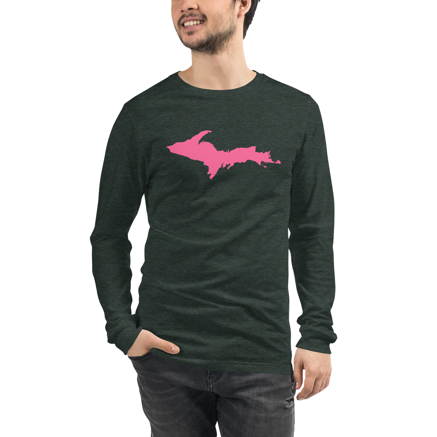 Michigan Upper Peninsula T-Shirt (w/ Pink UP Outline) | Unisex Long Sleeve