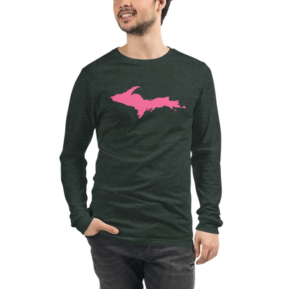 Michigan Upper Peninsula T-Shirt (w/ Pink UP Outline) | Unisex Long Sleeve