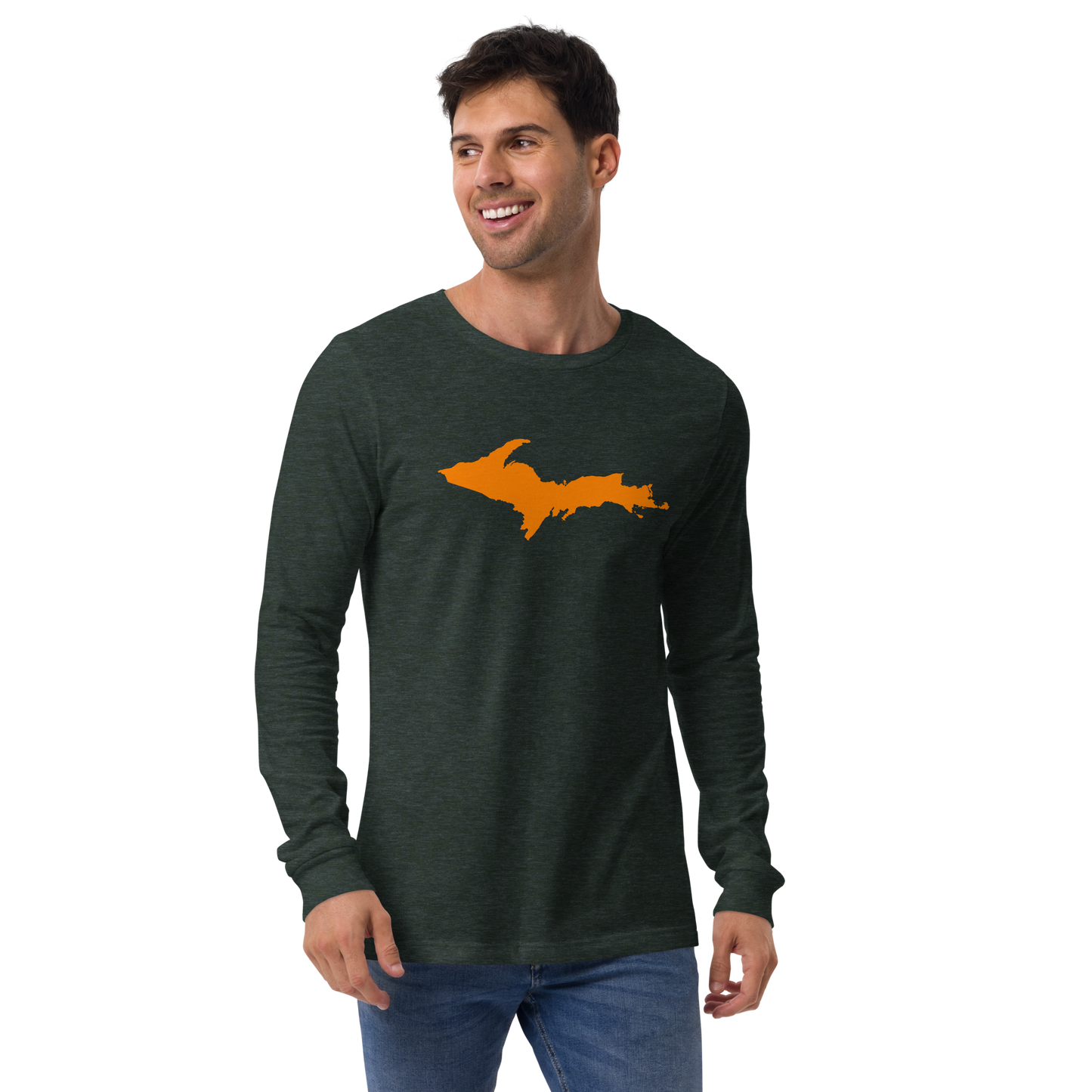 Michigan Upper Peninsula T-Shirt (w/ Orange UP Outline) | Unisex Long Sleeve