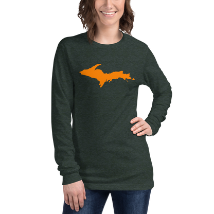 Michigan Upper Peninsula T-Shirt (w/ Orange UP Outline) | Unisex Long Sleeve