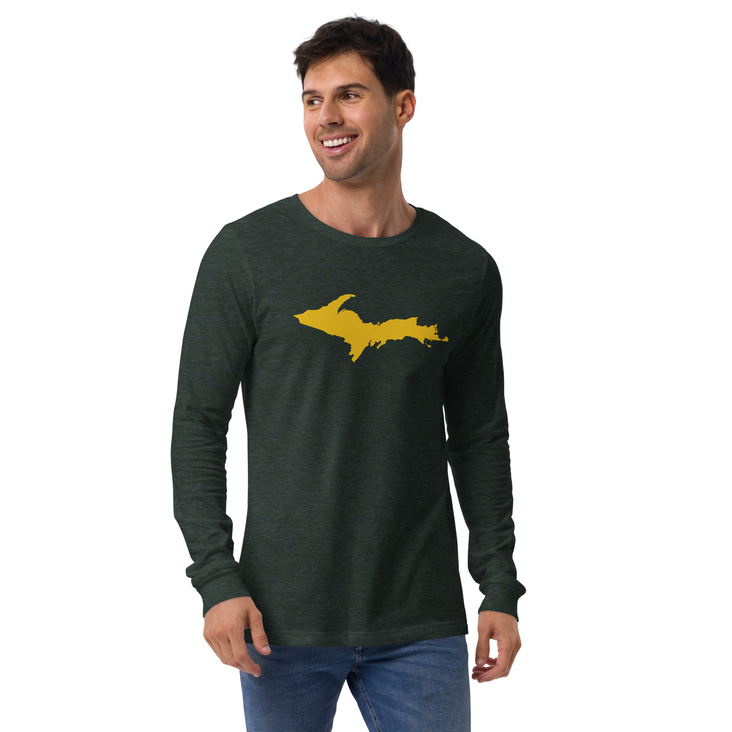 Michigan Upper Peninsula T-Shirt (w/ Gold UP Outline) | Unisex Long Sleeve