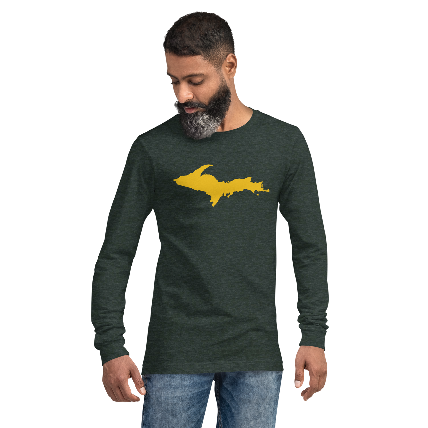 Michigan Upper Peninsula T-Shirt (w/ Gold UP Outline) | Unisex Long Sleeve