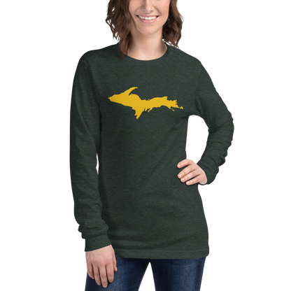 Michigan Upper Peninsula T-Shirt (w/ Gold UP Outline) | Unisex Long Sleeve