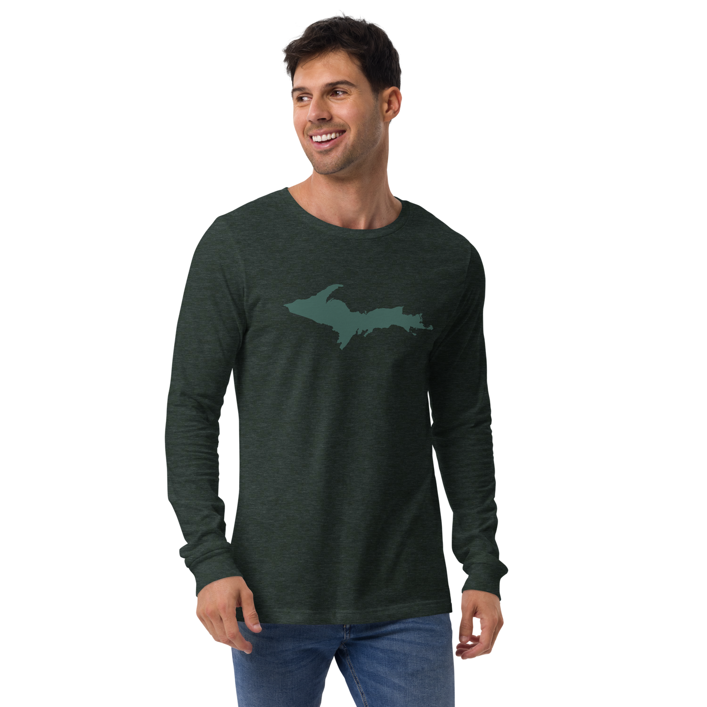 Michigan Upper Peninsula T-Shirt (w/ Green UP Outline) | Unisex Long Sleeve