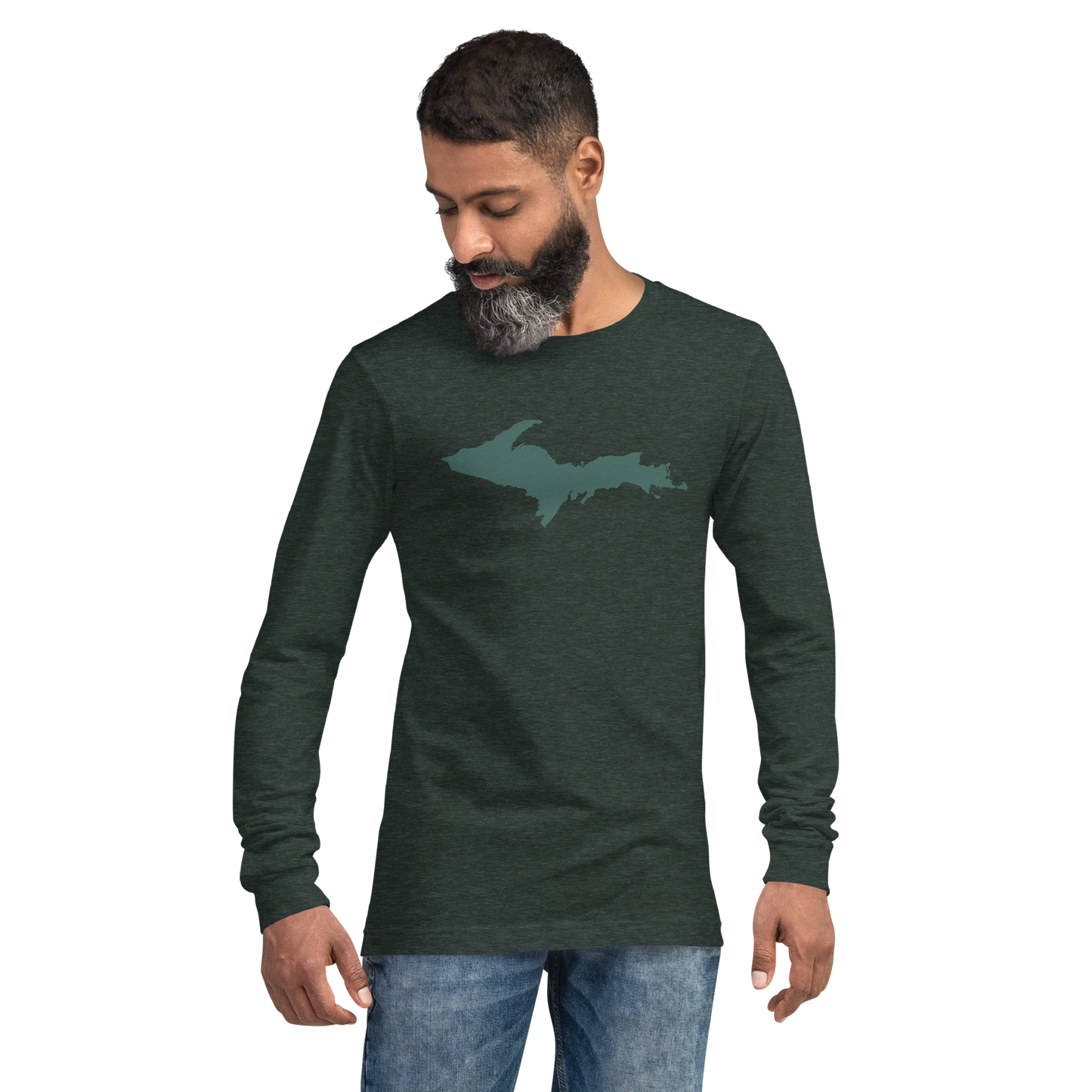 Michigan Upper Peninsula T-Shirt (w/ Green UP Outline) | Unisex Long Sleeve