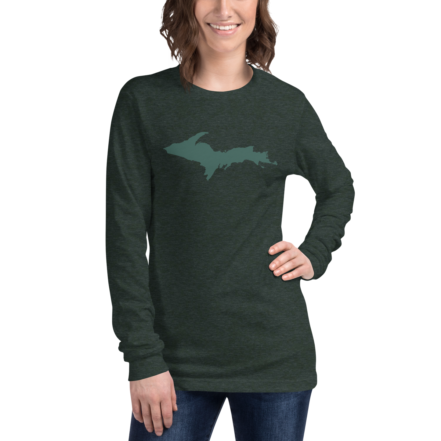 Michigan Upper Peninsula T-Shirt (w/ Green UP Outline) | Unisex Long Sleeve