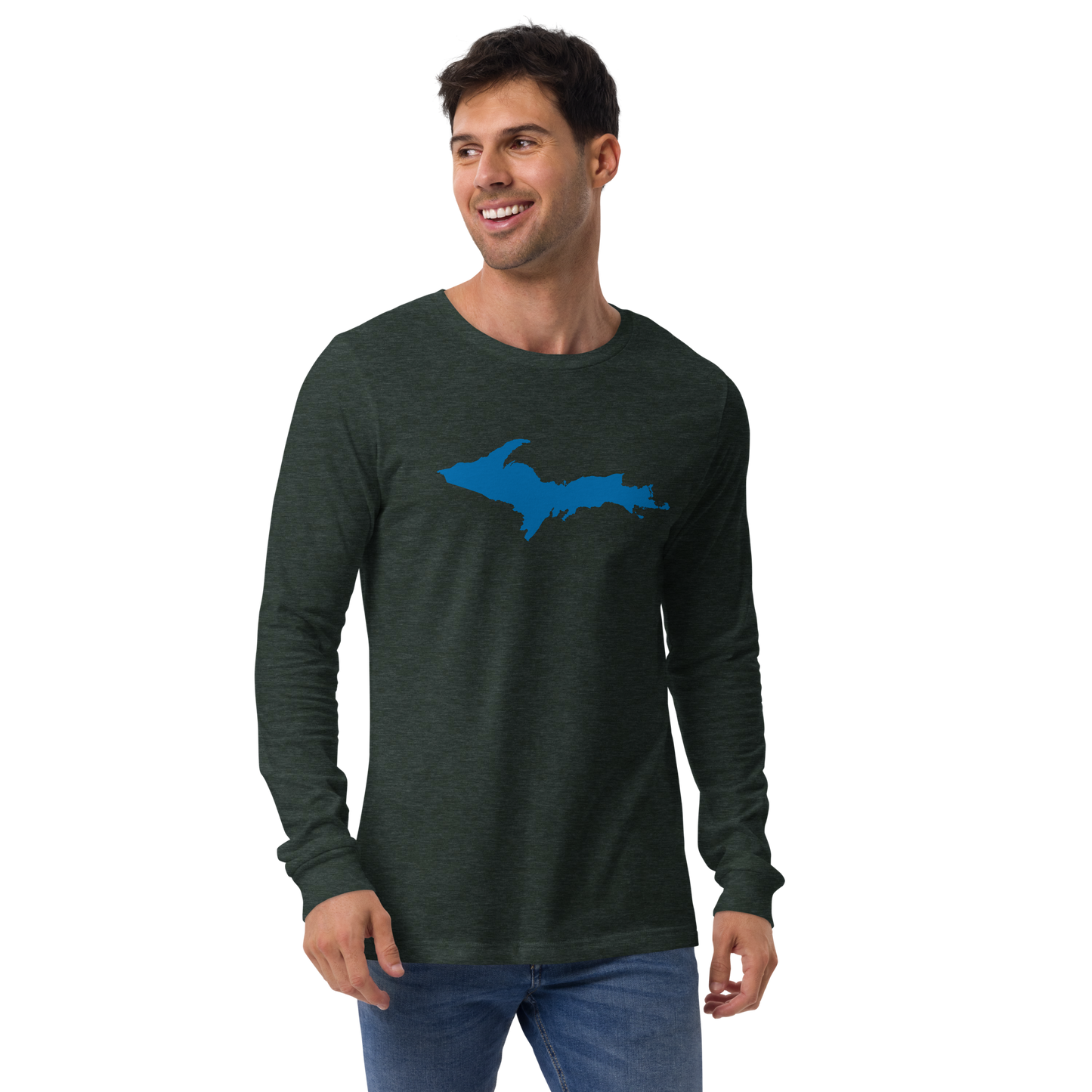 Michigan Upper Peninsula T-Shirt (w/ Azure UP Outline) | Unisex Long Sleeve