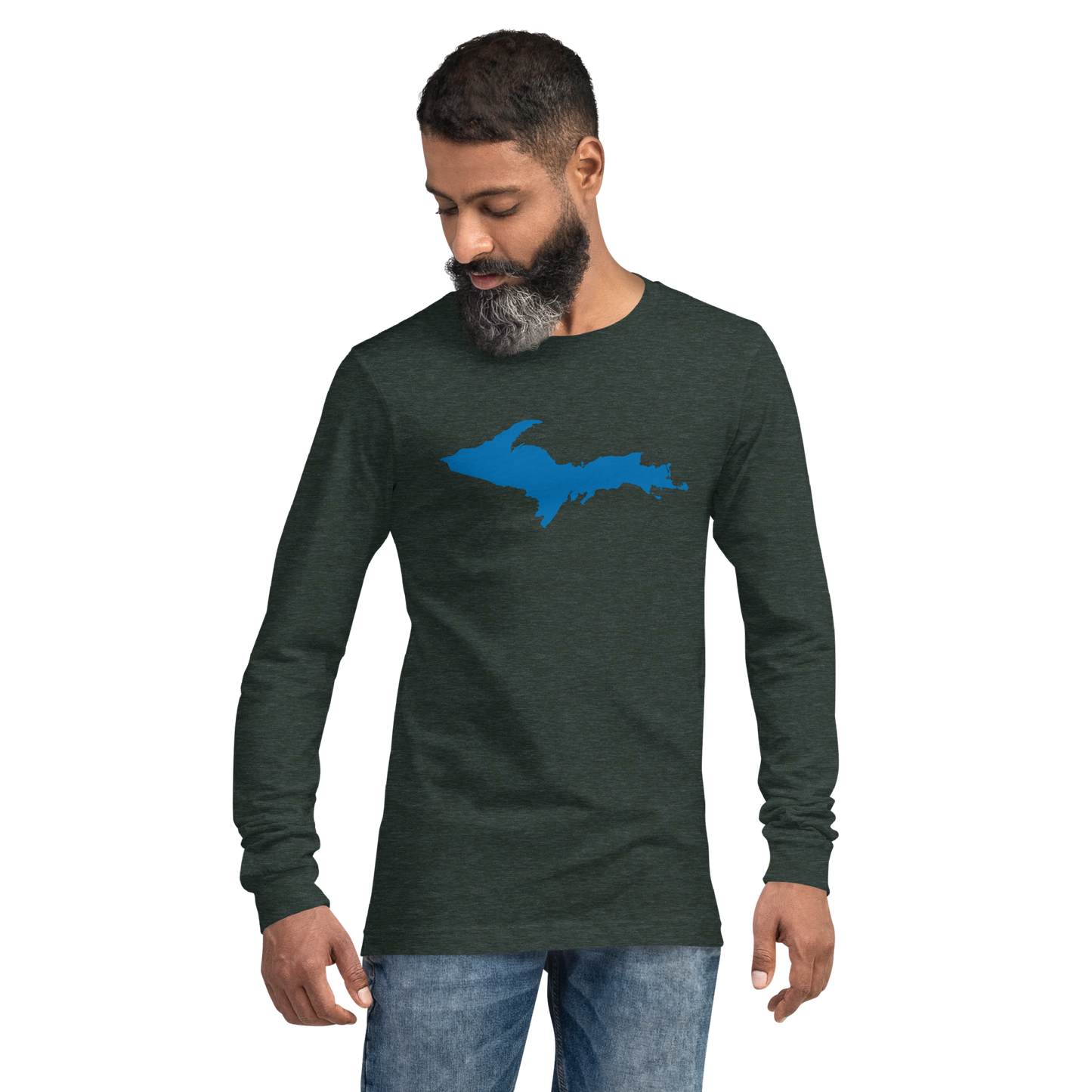 Michigan Upper Peninsula T-Shirt (w/ Azure UP Outline) | Unisex Long Sleeve