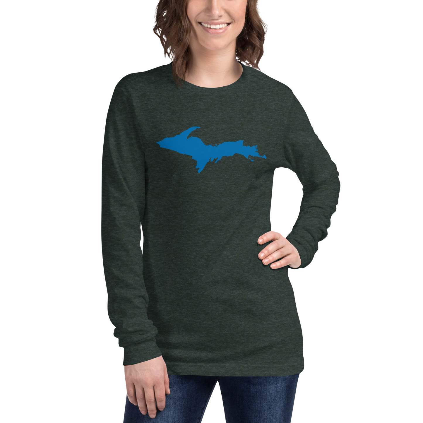 Michigan Upper Peninsula T-Shirt (w/ Azure UP Outline) | Unisex Long Sleeve