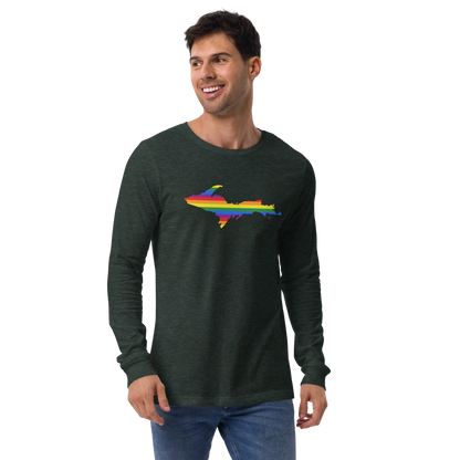 Michigan Upper Peninsula T-Shirt (w/ UP Pride Flag Outline) | Unisex Long Sleeve