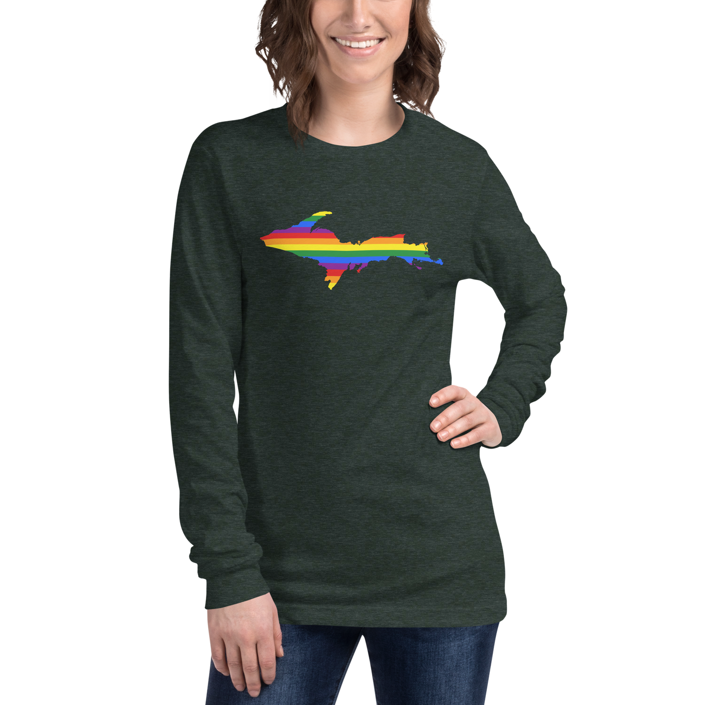 Michigan Upper Peninsula T-Shirt (w/ UP Pride Flag Outline) | Unisex Long Sleeve