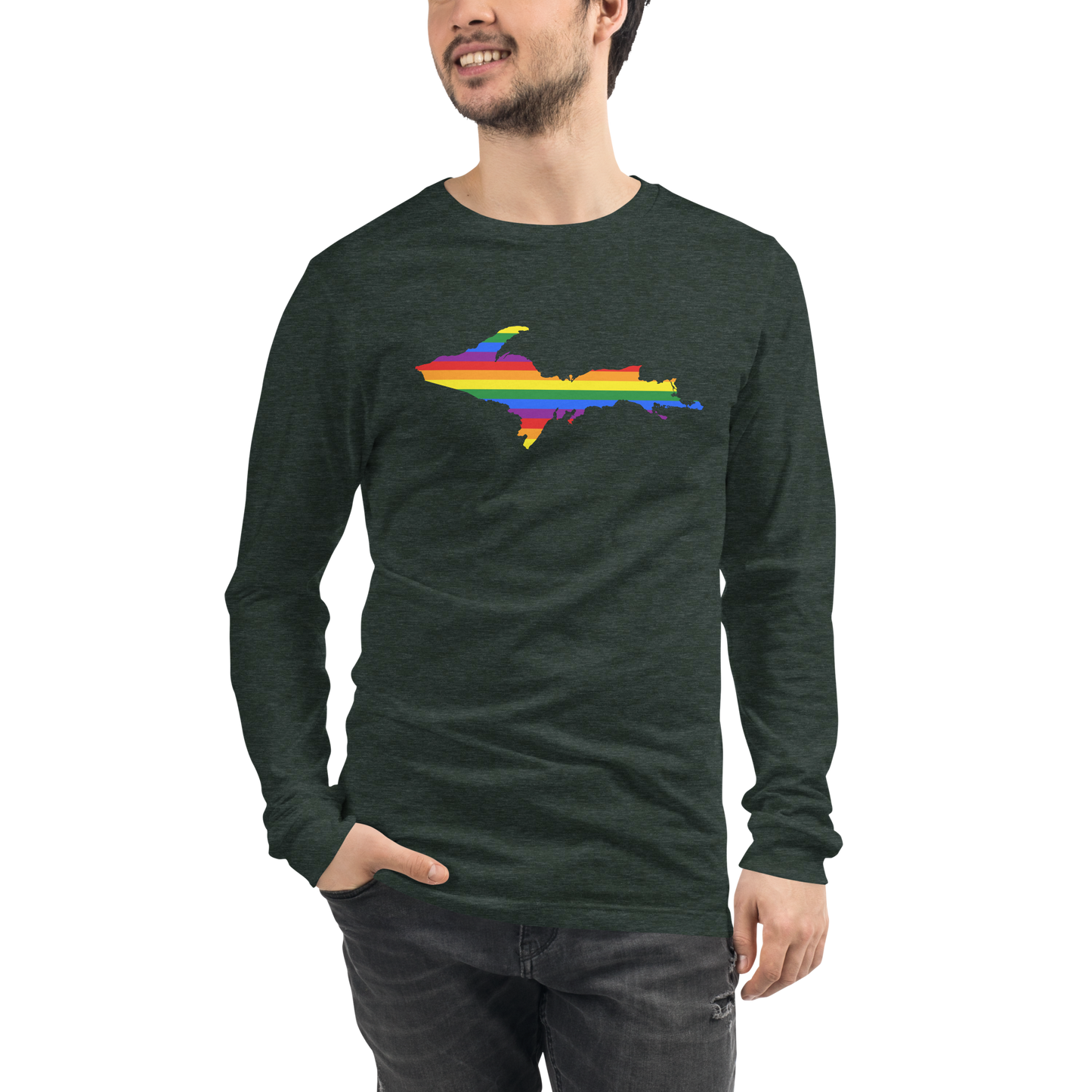 Michigan Upper Peninsula T-Shirt (w/ UP Pride Flag Outline) | Unisex Long Sleeve