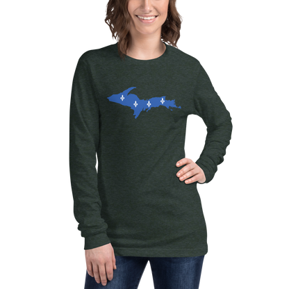 Michigan Upper Peninsula T-Shirt (w/ UP Quebec Flag Outline) | Unisex Long Sleeve