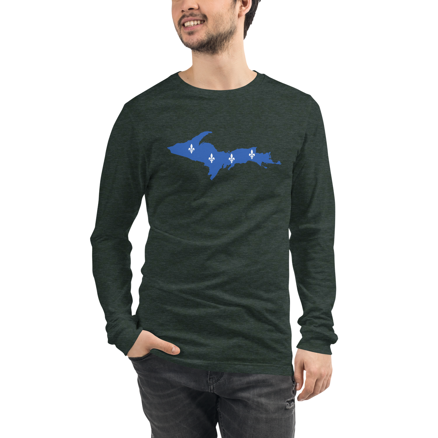 Michigan Upper Peninsula T-Shirt (w/ UP Quebec Flag Outline) | Unisex Long Sleeve