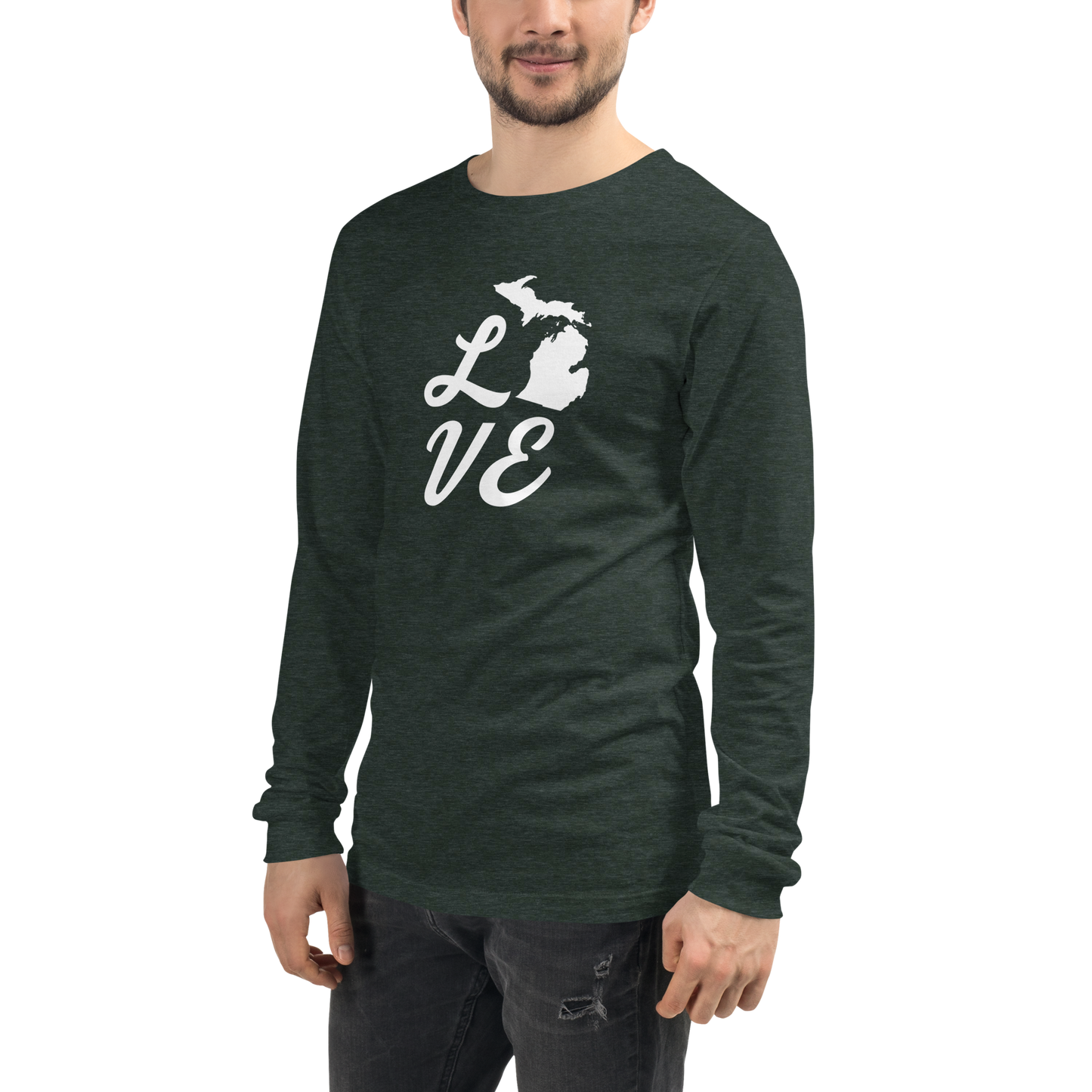 Michigan 'Love' T-Shirt (Retro Script Font) | Unisex Long Sleeve