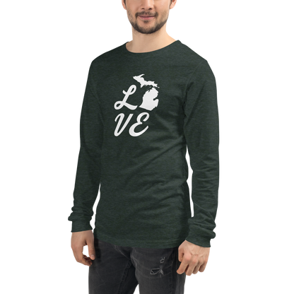 Michigan 'Love' T-Shirt (Retro Script Font) | Unisex Long Sleeve