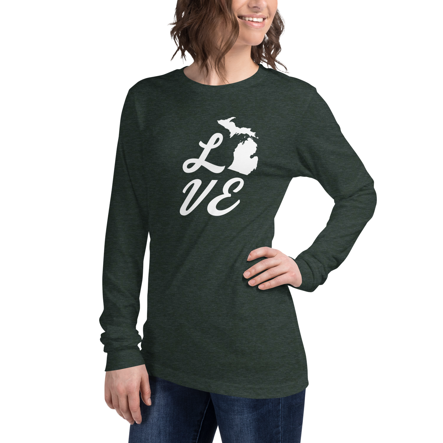 Michigan 'Love' T-Shirt (Retro Script Font) | Unisex Long Sleeve