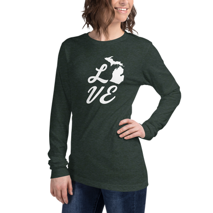 Michigan 'Love' T-Shirt (Retro Script Font) | Unisex Long Sleeve